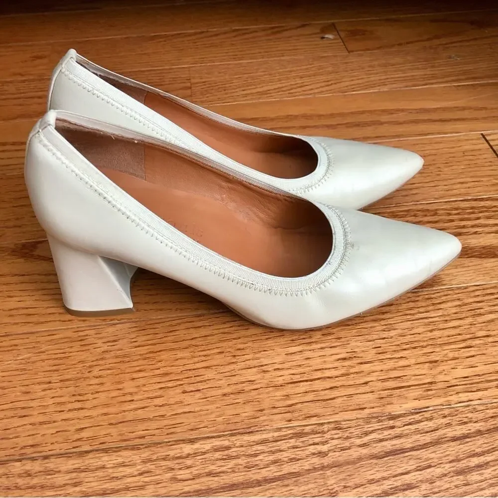 Gentle Souls by Kenneth Cole Dionne Pointed Toe Pumps White Stone Women's 7.5M
